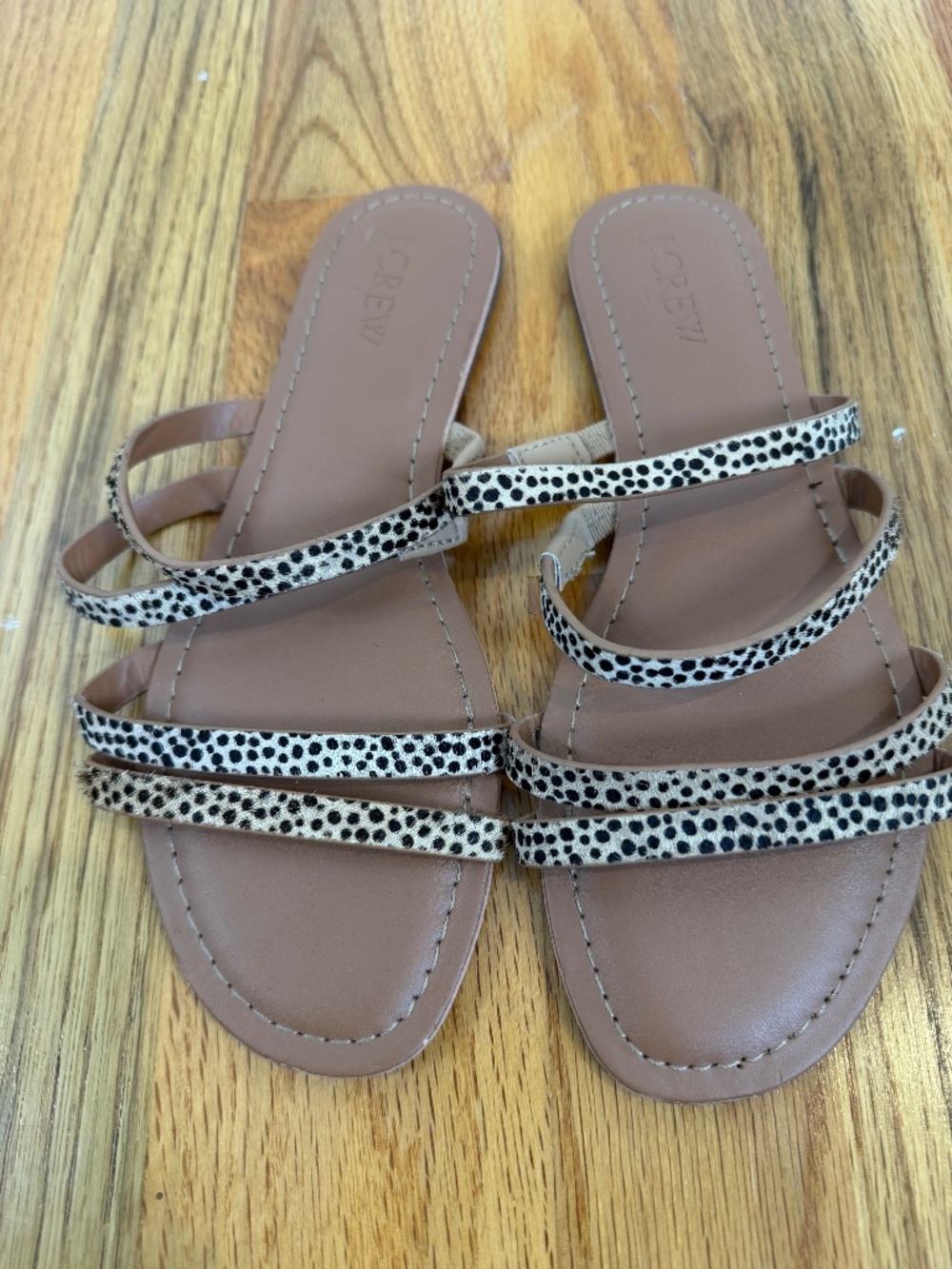 J.Crew Leopard Calf Hair Strappy Sandals Size 6 NWOT